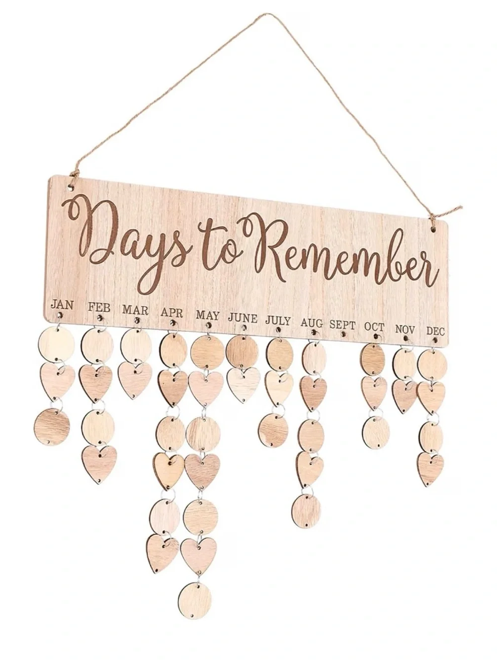 Days to Remember Wooden Birthday Reminder Calendar Board